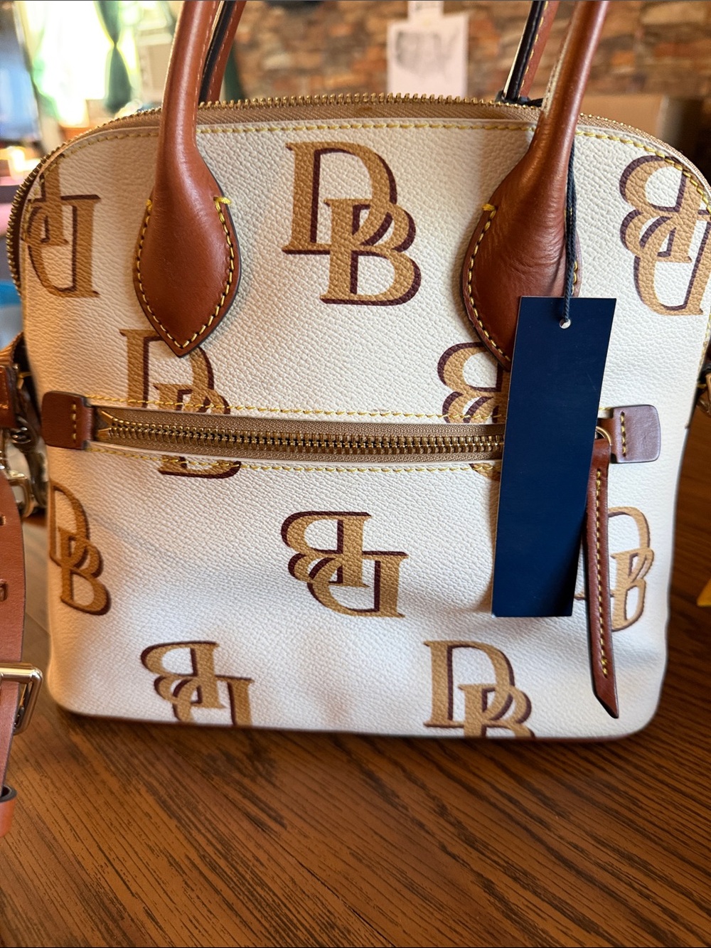 NWT Dooney & Bourke Monogram Domed Satchel with DB monogram pattern